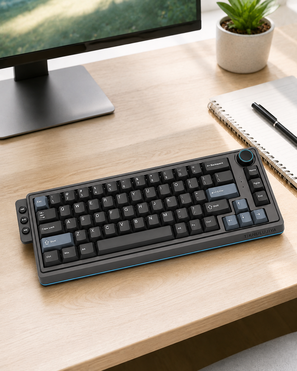 Tiknulujiya OrbitRail 75% Keyboard with Media Controls and Rotary Knob