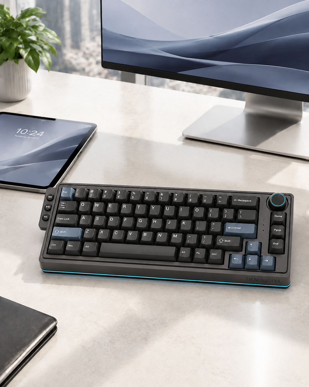 Tiknulujiya OrbitRail 75% Keyboard with Media Controls and Rotary Knob