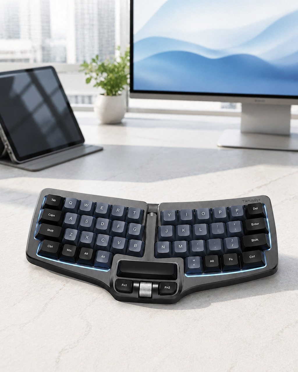 Tiknulujiya ArcNest 42-Key Wireless Mini Mechanical Keyboard with Thumb Control Wheel