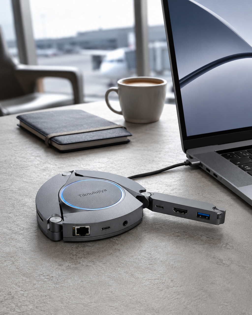 Tiknulujiya OrbitFold Multiport USB-C Hub – Foldable Aluminum Docking Adapter