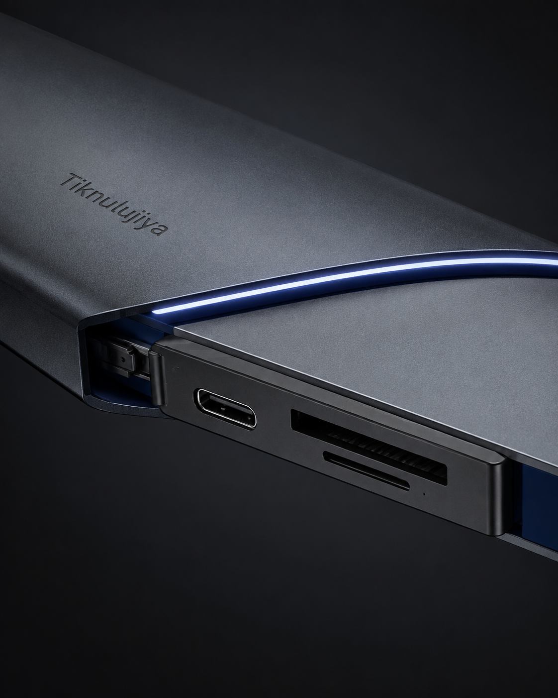 Tiknulujiya HelixRail 9-in-1 USB-C Hub – Aluminum Multiport Adapter with Sliding Card Reader