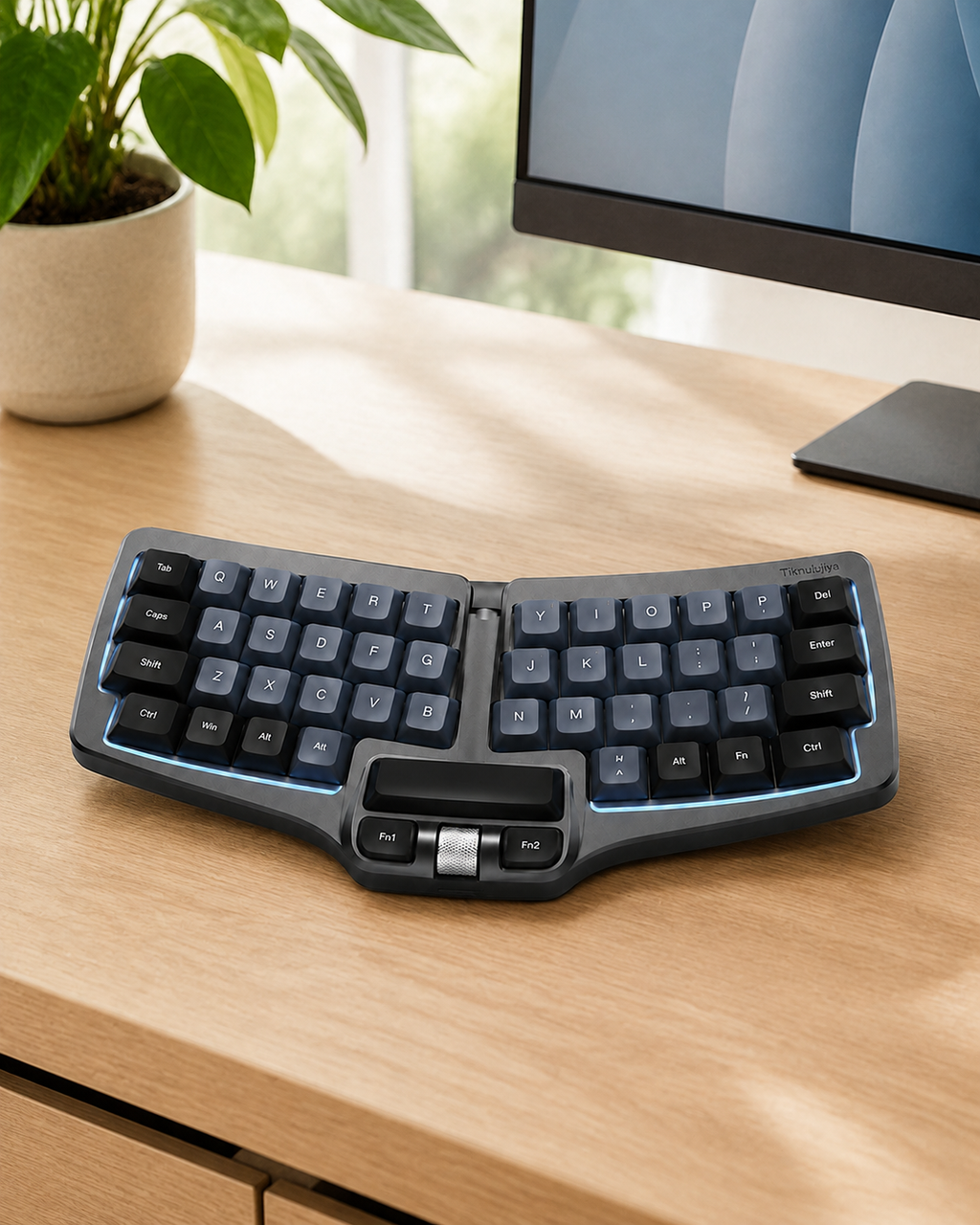 Tiknulujiya ArcNest 42-Key Wireless Mini Mechanical Keyboard with Thumb Control Wheel