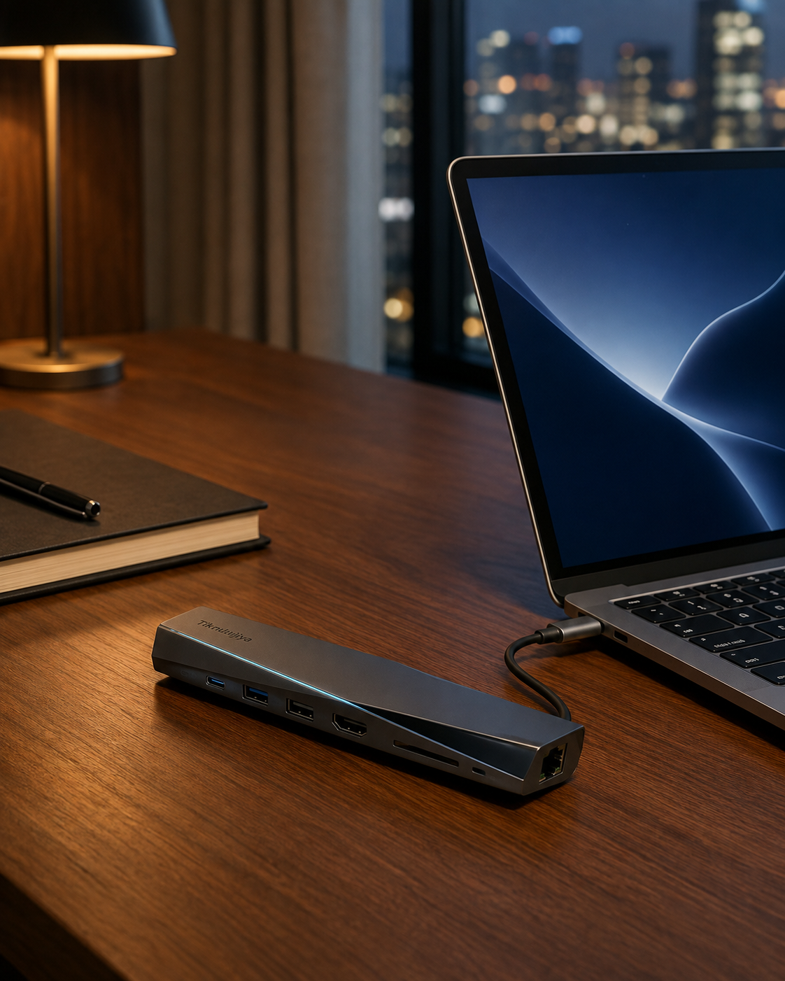 Tiknulujiya HelixRail 9-in-1 USB-C Hub – Aluminum Multiport Adapter with Sliding Card Reader