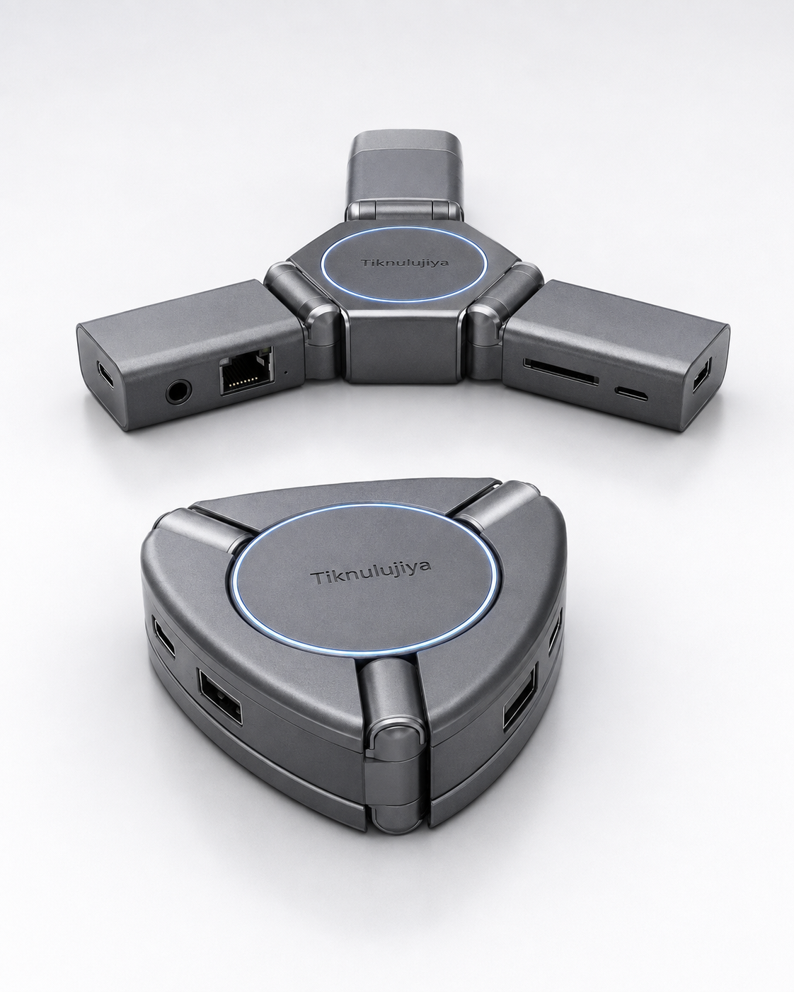 Tiknulujiya OrbitFold Multiport USB-C Hub – Foldable Aluminum Docking Adapter