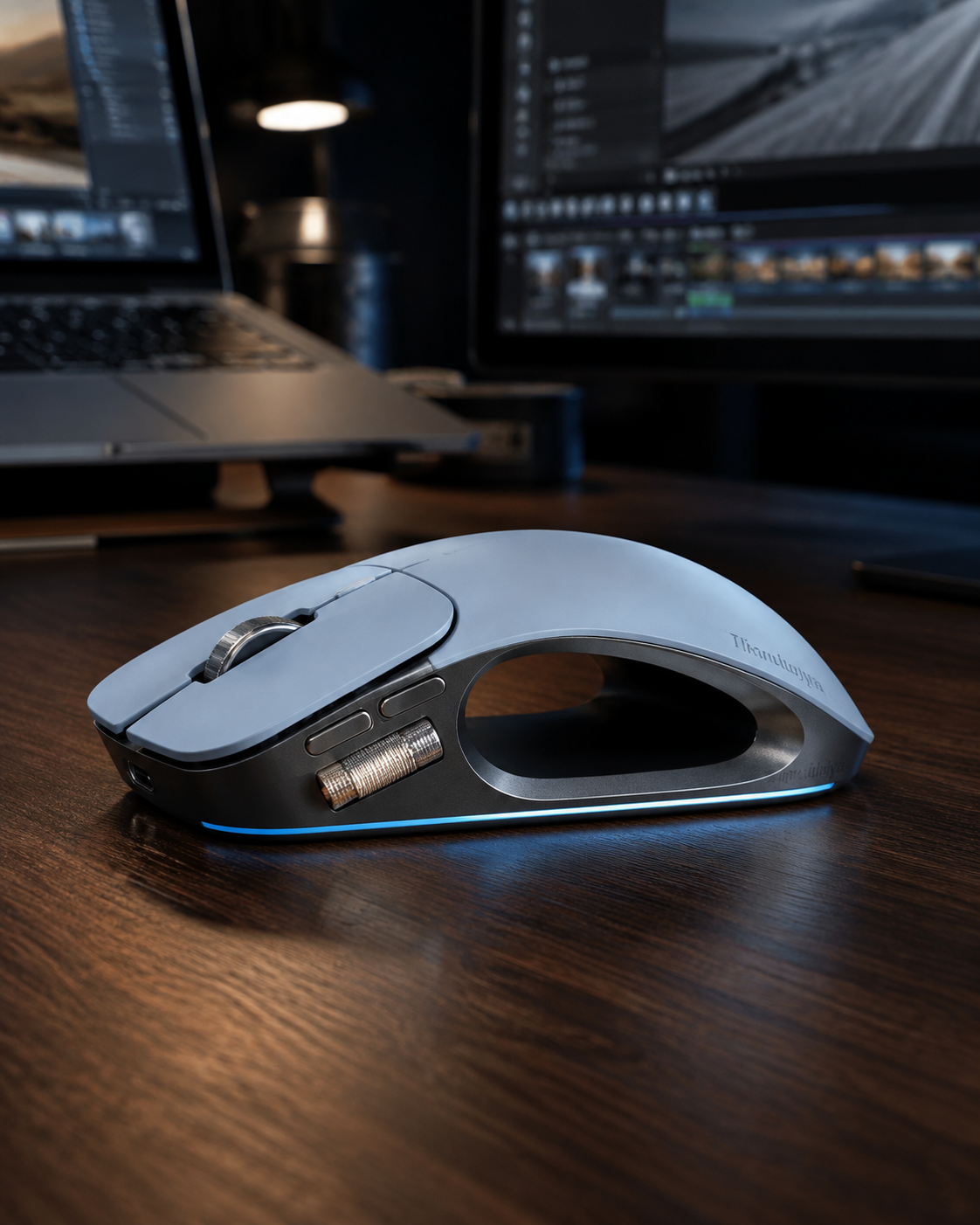 Tiknulujiya HaloSpine Wireless Mouse with Hollow-Bridge Design and Dual Scroll Wheels